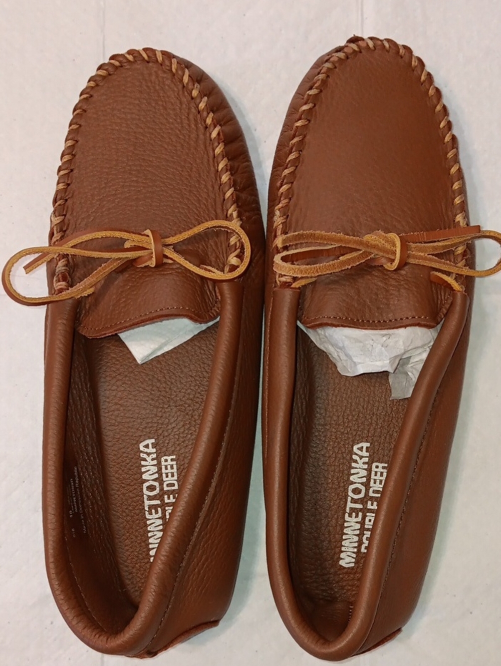 Minnetonka Mens Double Deerskin Moccasins 10